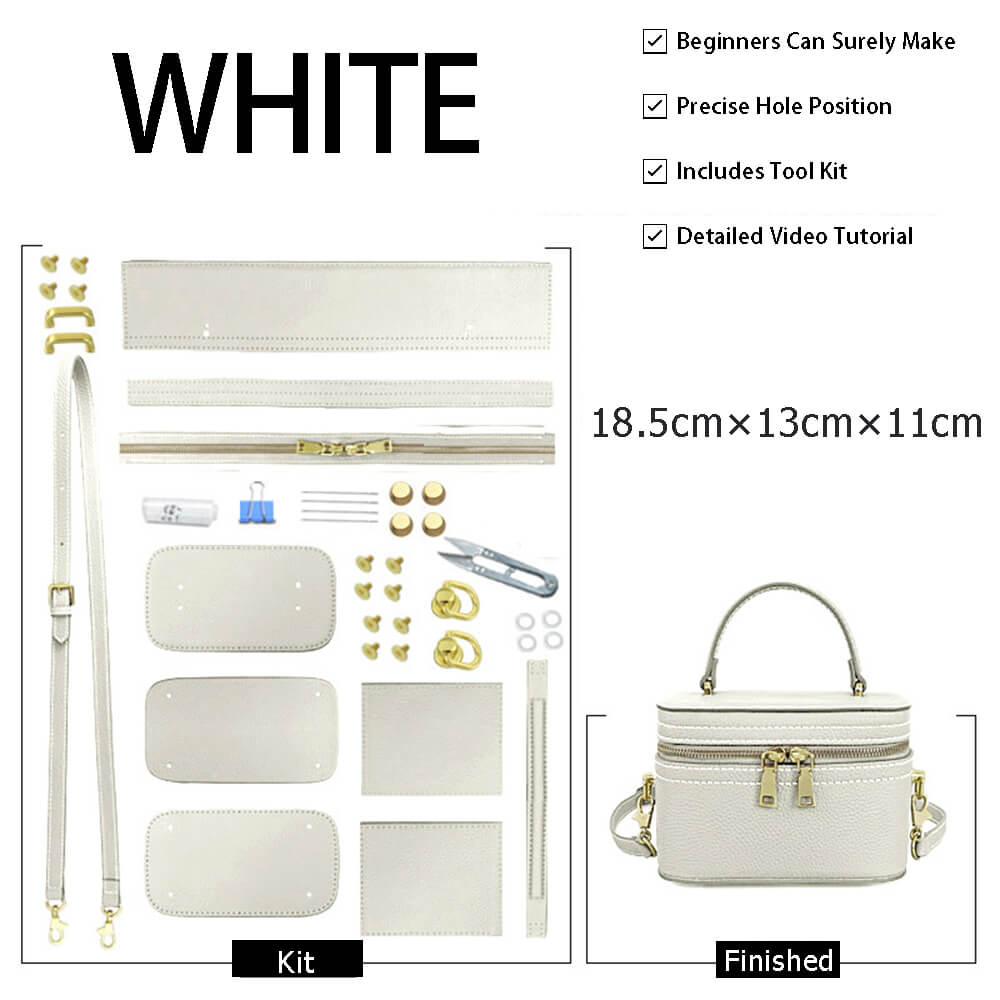 Lunch Handbag DIY Leather Kit – Babylon Leather - Babylon LeatherBabylon LeatherSY103-White-Gold-White