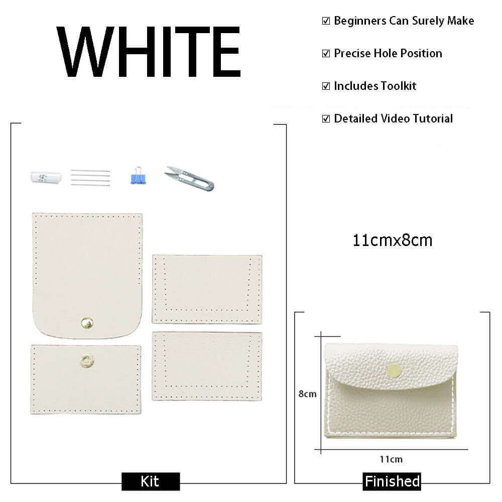 Lychee Card Holder DIY Kit – Babylon Leather - Babylon LeatherBabylon LeatherSY107-White-White