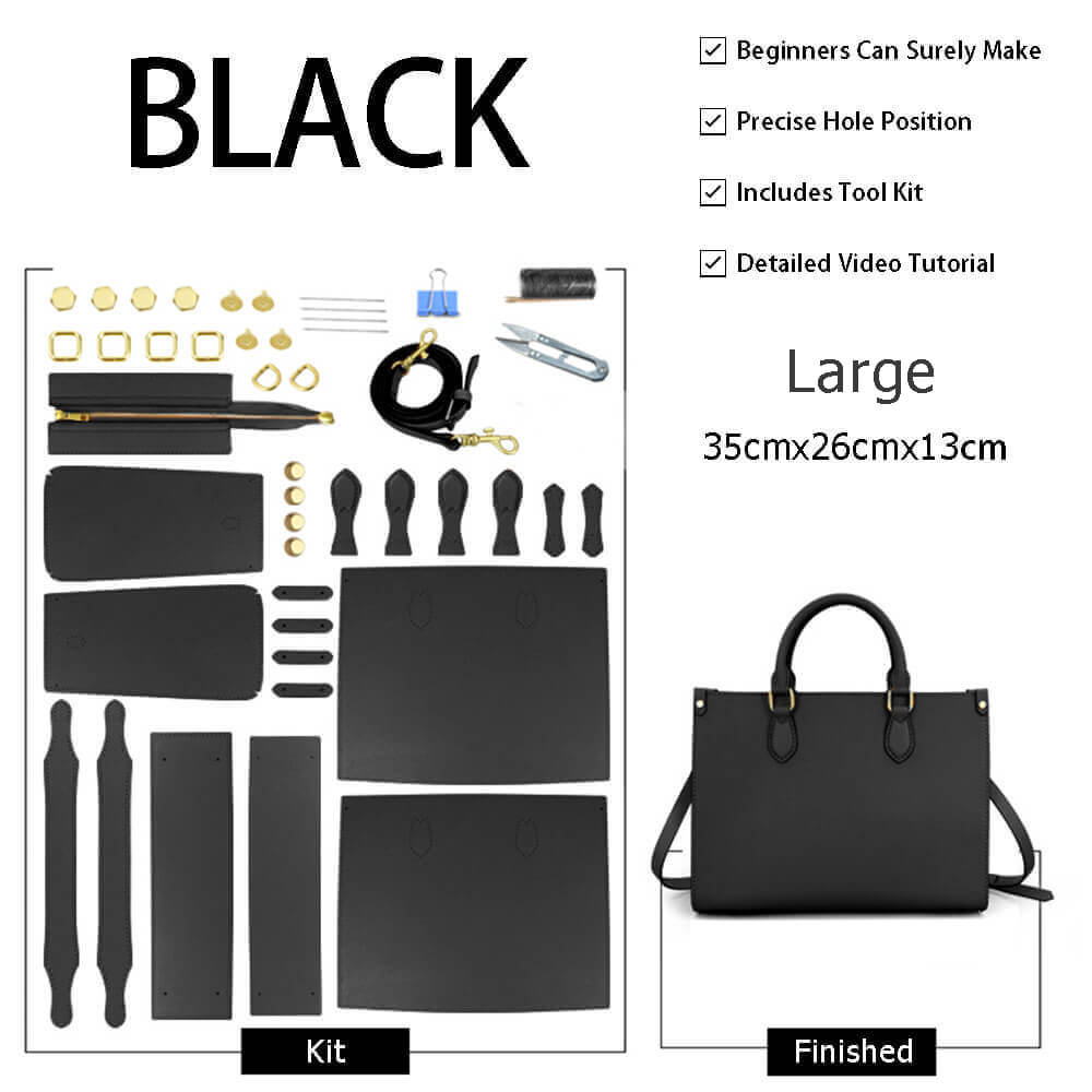 Lychee Leather Tote DIY Kit – Babylon Leather - Babylon LeatherBabylon LeatherSY80-Black-Large-Color-Matched