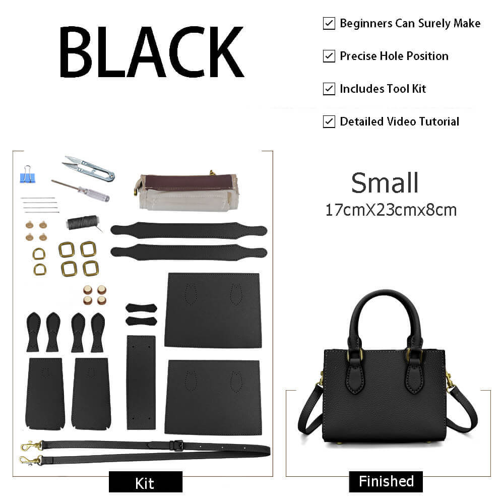 Lychee Leather Tote DIY Kit – Babylon Leather - Babylon LeatherBabylon LeatherSY80-Black-Small-Color-Matched