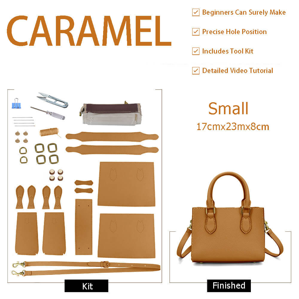 Lychee Leather Tote DIY Kit – Babylon Leather - Babylon LeatherBabylon LeatherSY80-Caramel-Small-Color-Matched