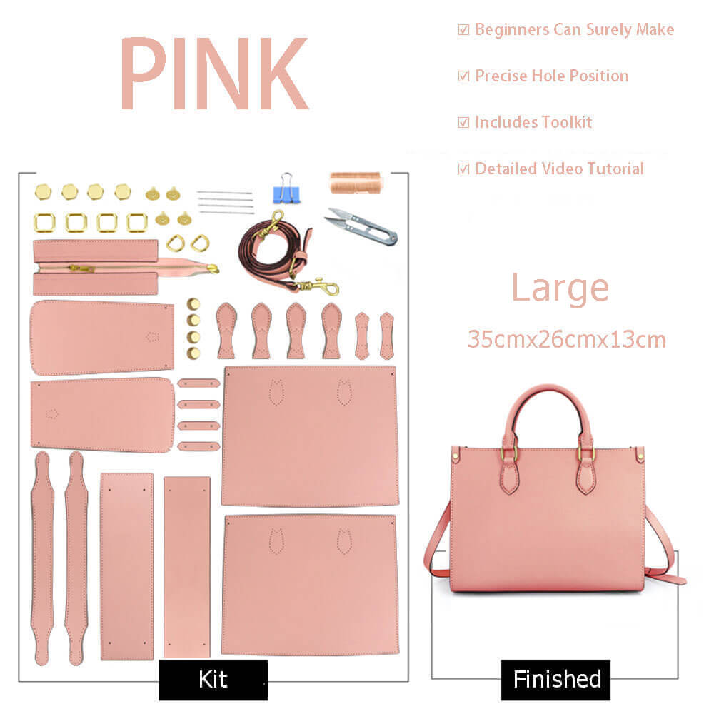 Lychee Leather Tote DIY Kit – Babylon Leather - Babylon LeatherBabylon LeatherSY80-Pink-Large-Color-Matched