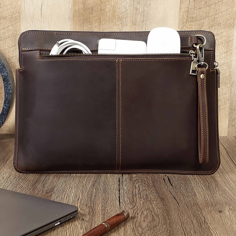 MacBook Pro 14 Sleeve Crazy Horse Leather – Babylon Leather - Babylon LeatherBabylon LeatherAN15-Coffee