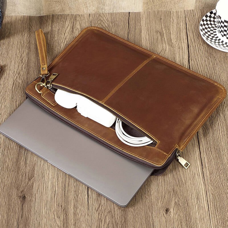 MacBook Pro 14 Sleeve Crazy Horse Leather – Babylon Leather - Babylon LeatherBabylon LeatherAN15-Coffee