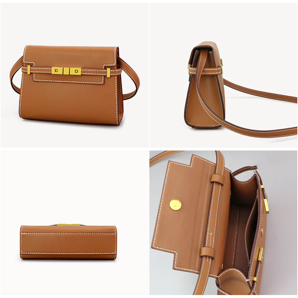 Manhattan - Style Leather Bag DIY Kit with Epsom Leather – Babylon Leather - Babylon LeatherBabylon LeatherSY41 - Epsom - Caramel - White