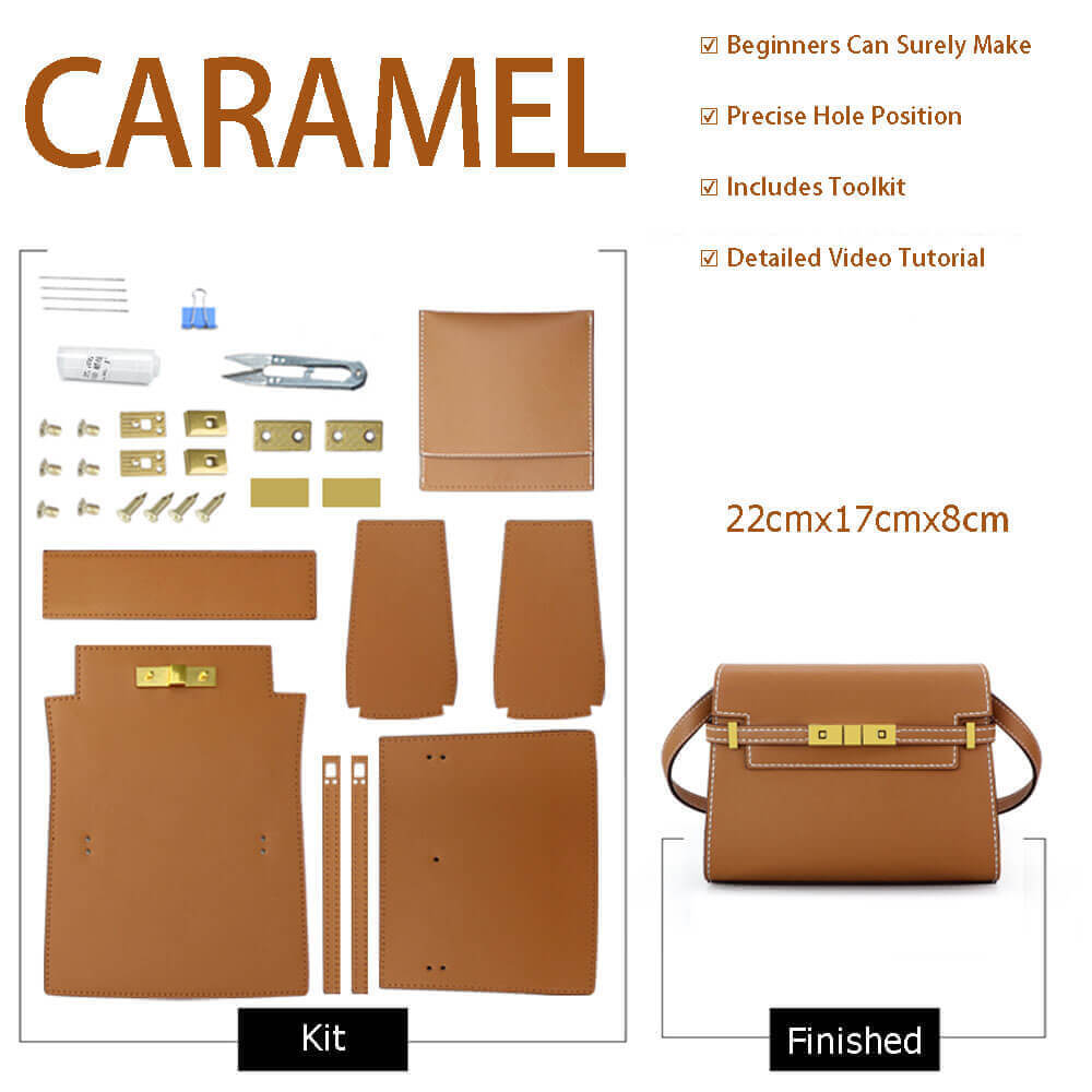 Manhattan - Style Leather Bag DIY Kit with Epsom Leather – Babylon Leather - Babylon LeatherBabylon LeatherSY41-Epsom-Caramel-White