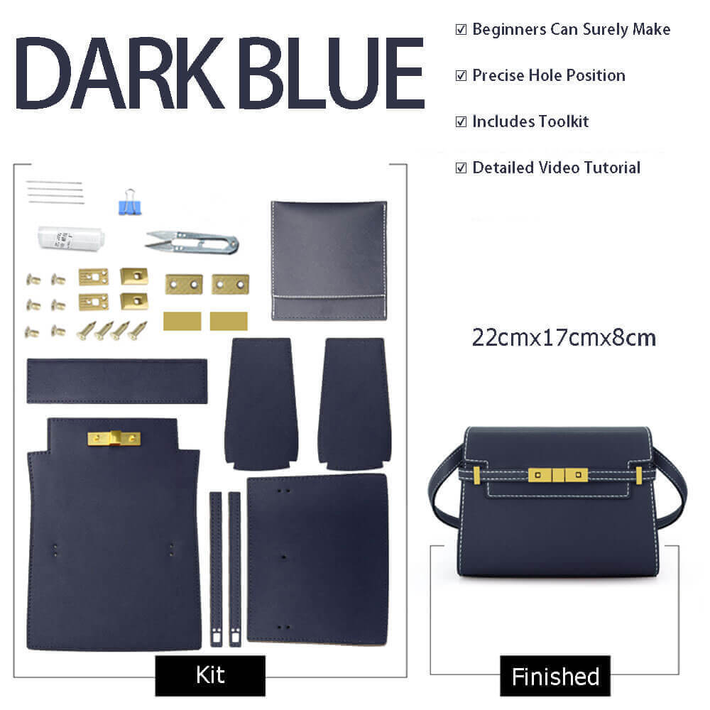 Manhattan - Style Leather Bag DIY Kit with Epsom Leather – Babylon Leather - Babylon LeatherBabylon LeatherSY41-Epsom-Dark Blue-White