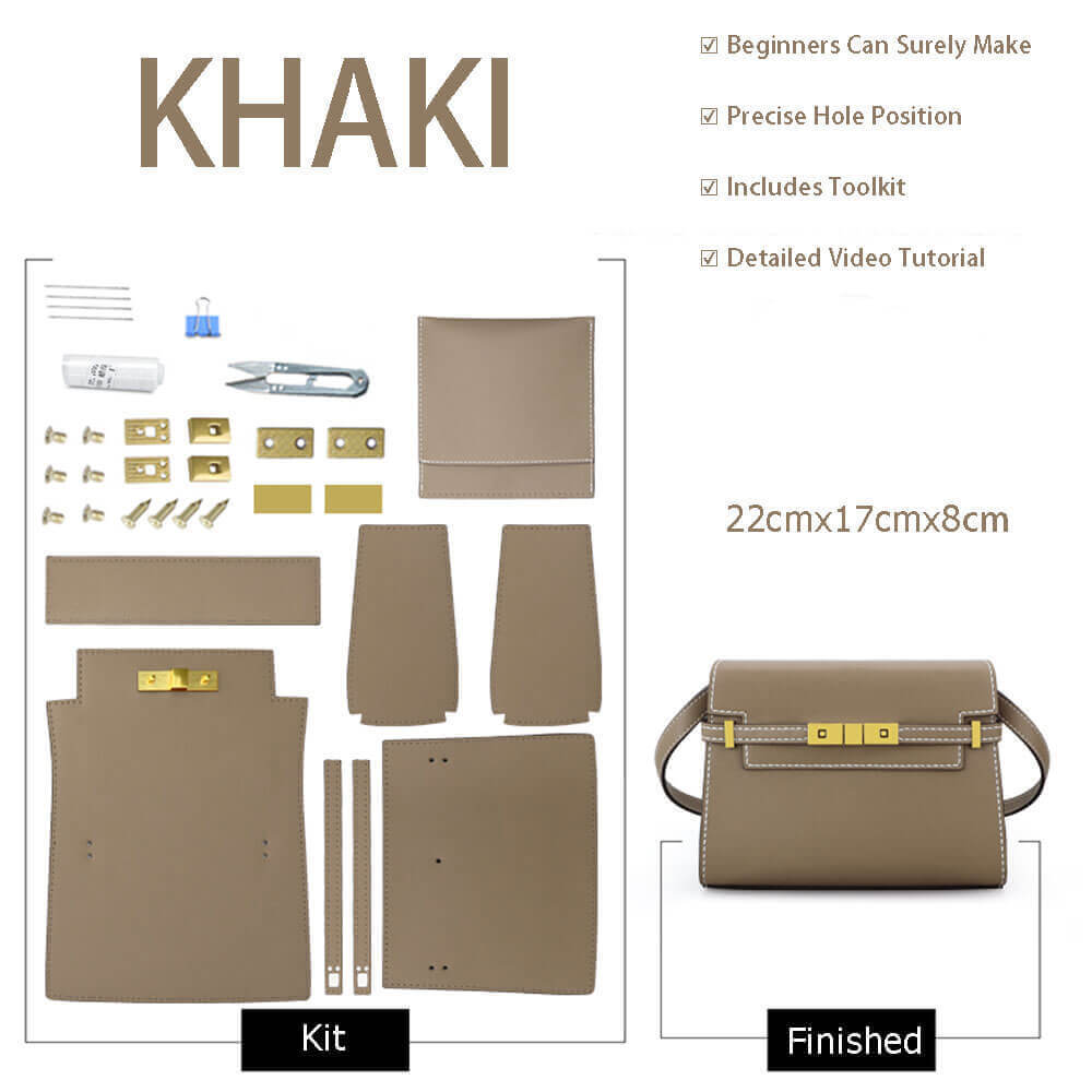 Manhattan - Style Leather Bag DIY Kit with Epsom Leather – Babylon Leather - Babylon LeatherBabylon LeatherSY41-Epsom-Khaki-White