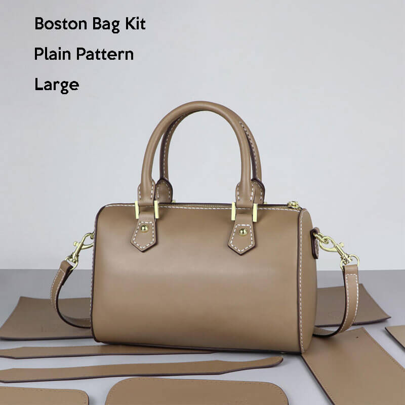 Medium Boston - Style Leather Bag DIY Kit – Babylon Leather - Babylon LeatherBabylon LeatherSY10 - Large - Khaki - White