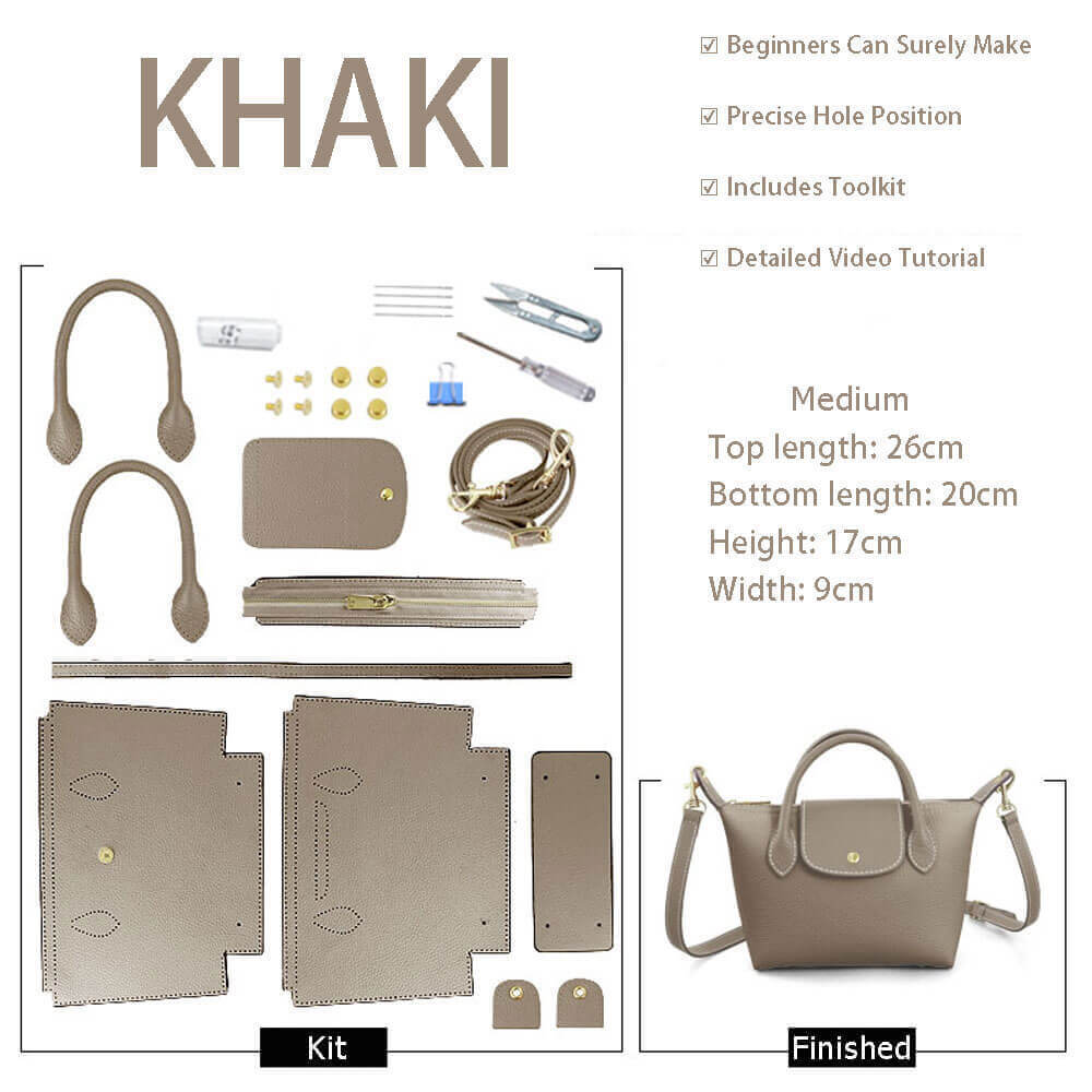 Medium Le Pliage DIY Kit – Babylon Leather - Babylon LeatherBabylon LeatherSY88-Khaki-White