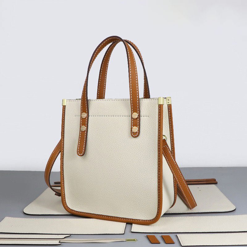 Medium Sac Plat Leather Tote Bag DIY Kit – Babylon Leather - Babylon LeatherBabylon LeatherSY38 - Matching Color - Lychee Pattern Leather - Beige