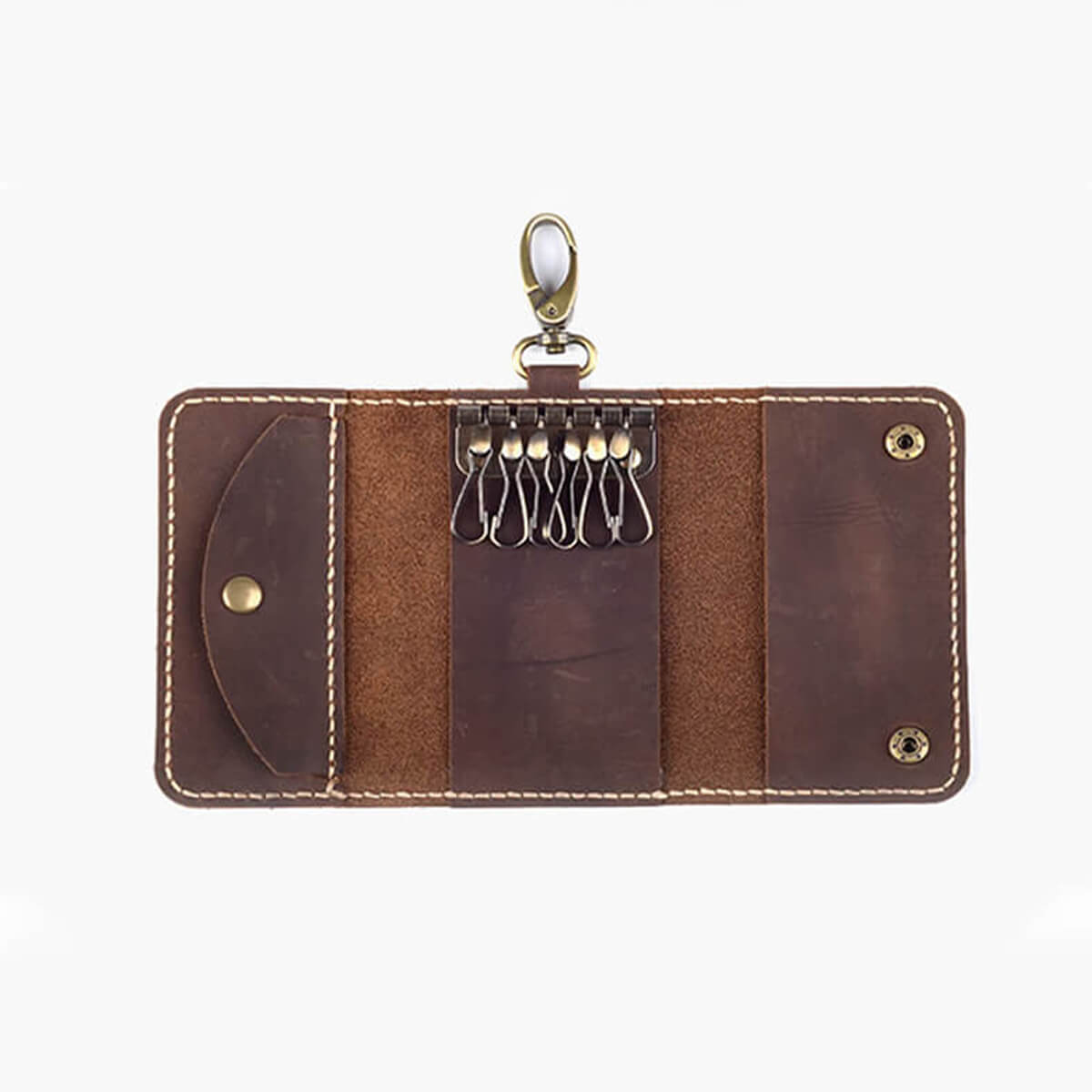Men's Belt-Loop Key Case Crazy Horse Leather DIY Kit – Babylon Leather - Babylon LeatherBabylon LeatherCY47-Brown-With Hook