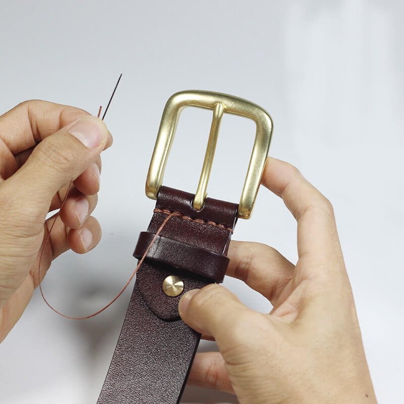 Men's Brass Buckle Belt Top Grain Leather DIY Kit – Babylon Leather - Babylon LeatherBabylon LeatherCY26-Brown-41"  105 cm