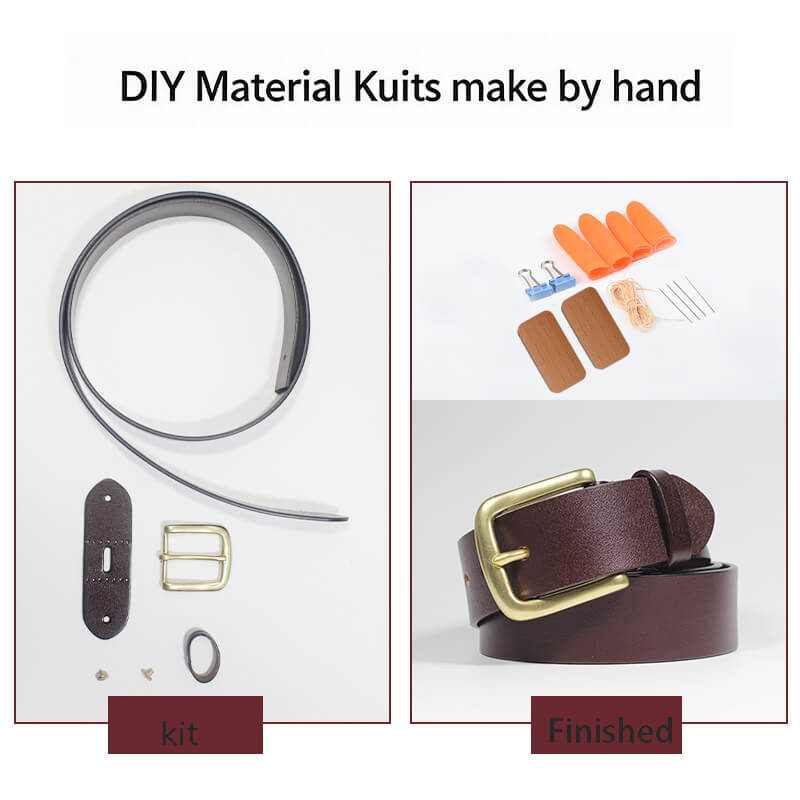 Men's Brass Buckle Belt Top Grain Leather DIY Kit – Babylon Leather - Babylon LeatherBabylon LeatherCY26-Brown-41"  105 cm