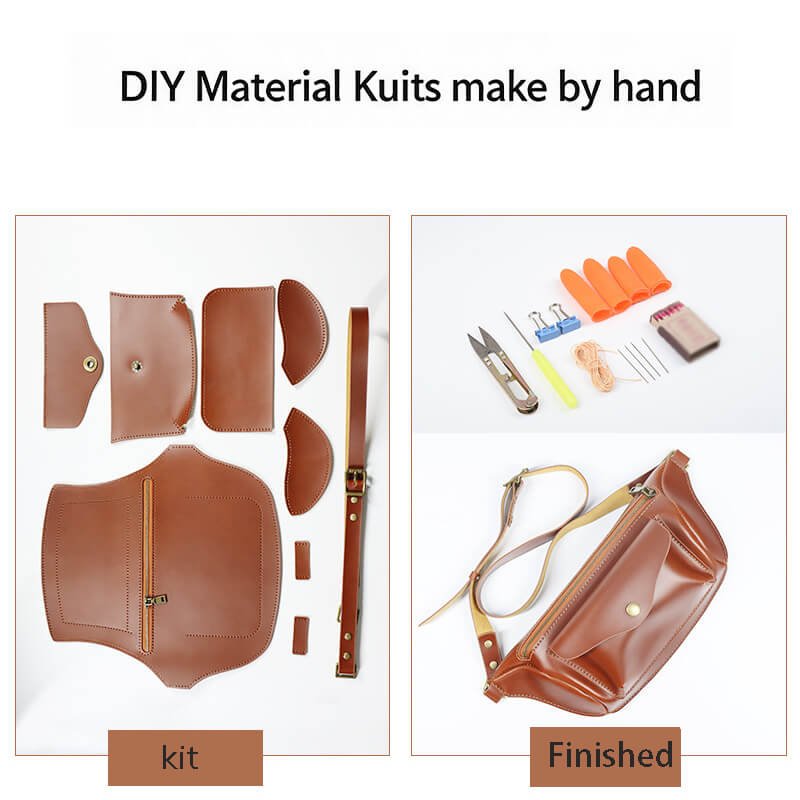 Men's Chest Sling Bag Top Grain Leather DIY Kit – Babylon Leather - Babylon LeatherBabylon LeatherCY07-Brown