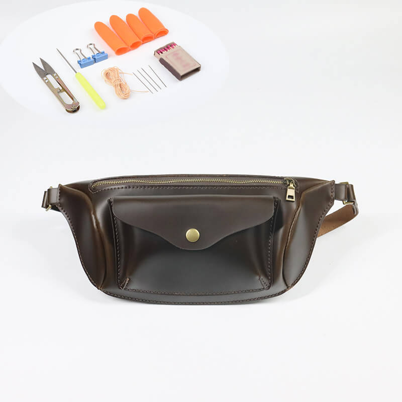 Men's Chest Sling Bag Top Grain Leather DIY Kit – Babylon Leather - Babylon LeatherBabylon LeatherCY07-Dark Coffee