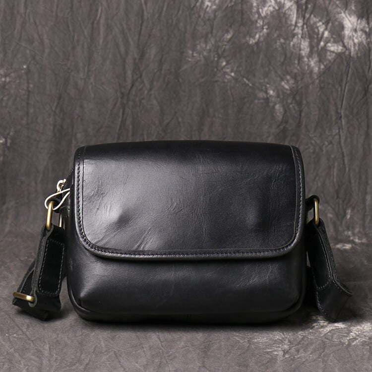 Men’s Crazy Horse Leather Crossbody Shoulder Bag – Babylon Leather - Babylon LeatherBabylon LeatherLJ049 - Black