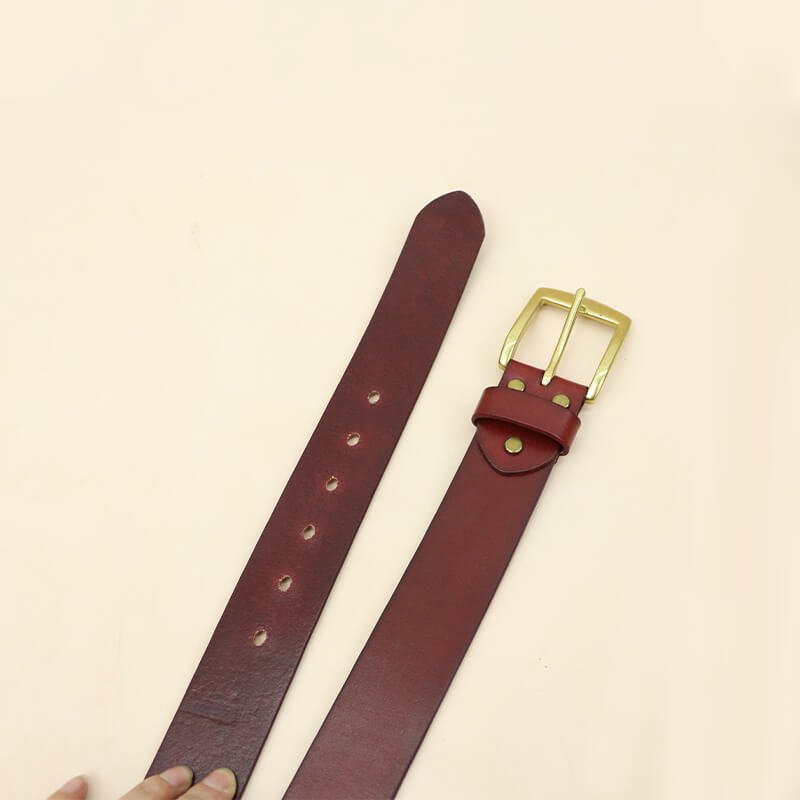 Men’s Full - Grain Leather Belt with Solid Brass Buckle – Babylon Leather - Babylon LeatherBabylon LeatherLB05-Red Brown-41"   |  105 cm