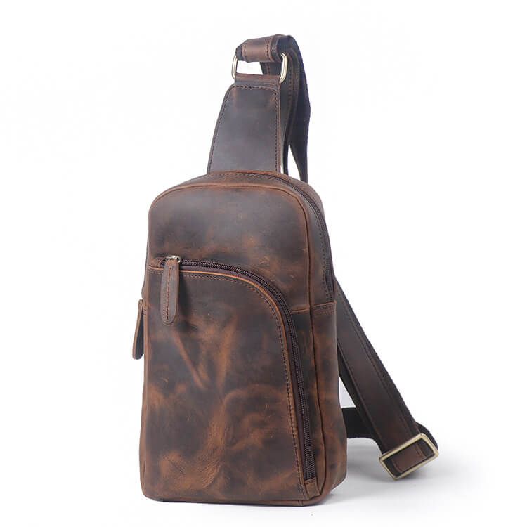Men’s Genuine Leather Crossbody Sling Bag – Babylon Leather - Babylon LeatherBabylon LeatherLJ012 - Coffee