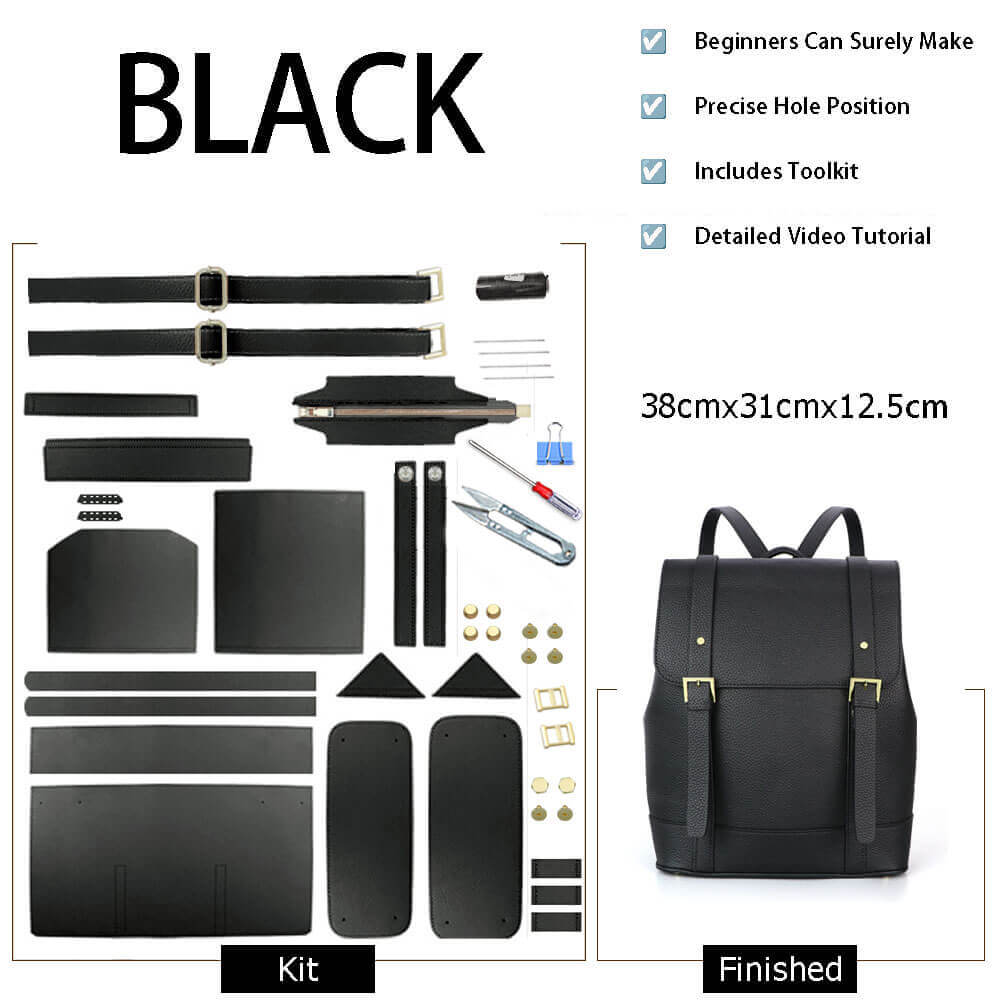 Men’s Leather Backpack DIY Kit – Babylon Leather - Babylon LeatherBabylon LeatherSY27 - Black - Color - Matched