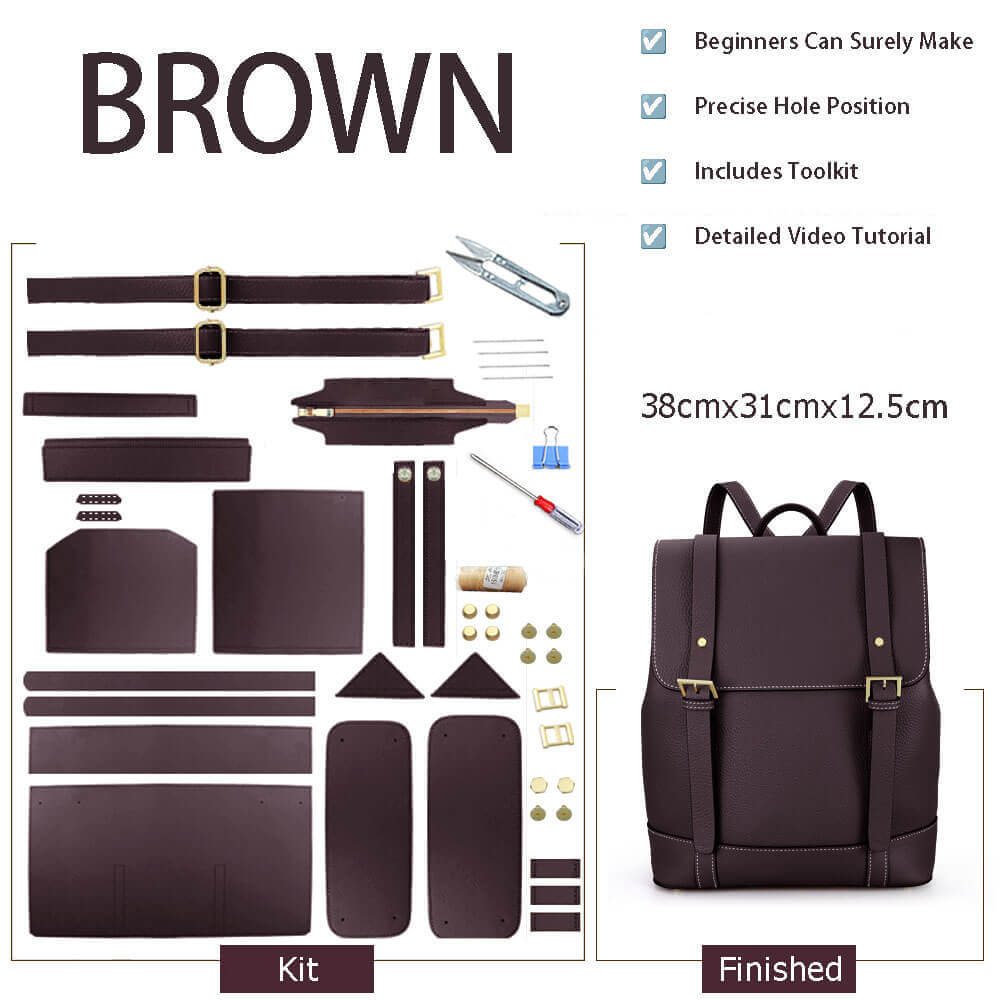 Men’s Leather Backpack DIY Kit – Babylon Leather - Babylon LeatherBabylon LeatherSY27 - Brown - Color - Matched