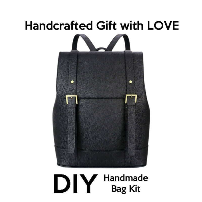 Men’s Leather Backpack DIY Kit – Babylon Leather - Babylon LeatherBabylon LeatherSY27 - Matching Color - Lychee Pattern Leather - Black