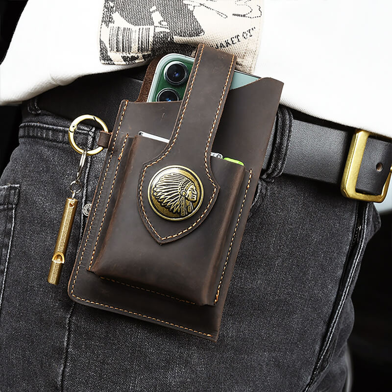 Men's Leather Belt Phone Waist Bag – Babylon Leather - Babylon LeatherBabylon LeatherAN45-Brown