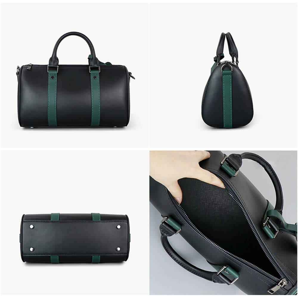Men’s Leather Boston Bag DIY Kit – Babylon Leather - Babylon LeatherBabylon LeatherSY68 - Black & Dark Green - Top Grain Leather - Matching Color