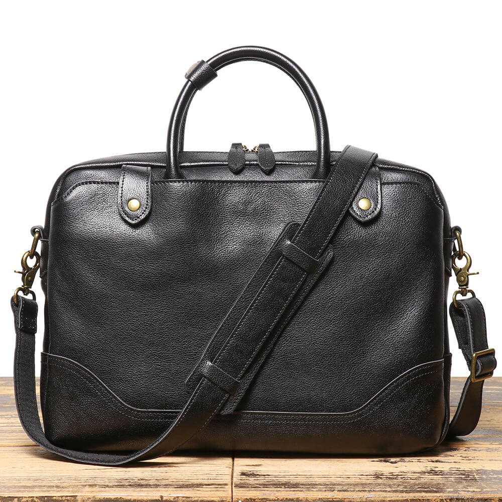 Men’s Leather Briefcase Business Crossbody Bag – Babylon Leather - Babylon LeatherBabylon LeatherLJ048 - Black