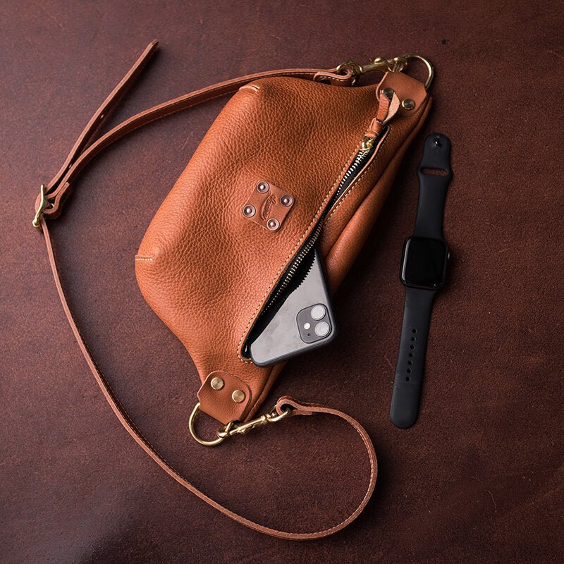 Mens Leather Chest Sling Bag DIY Kit – Babylon Leather - Babylon LeatherBabylon LeatherLZ43 - Brown
