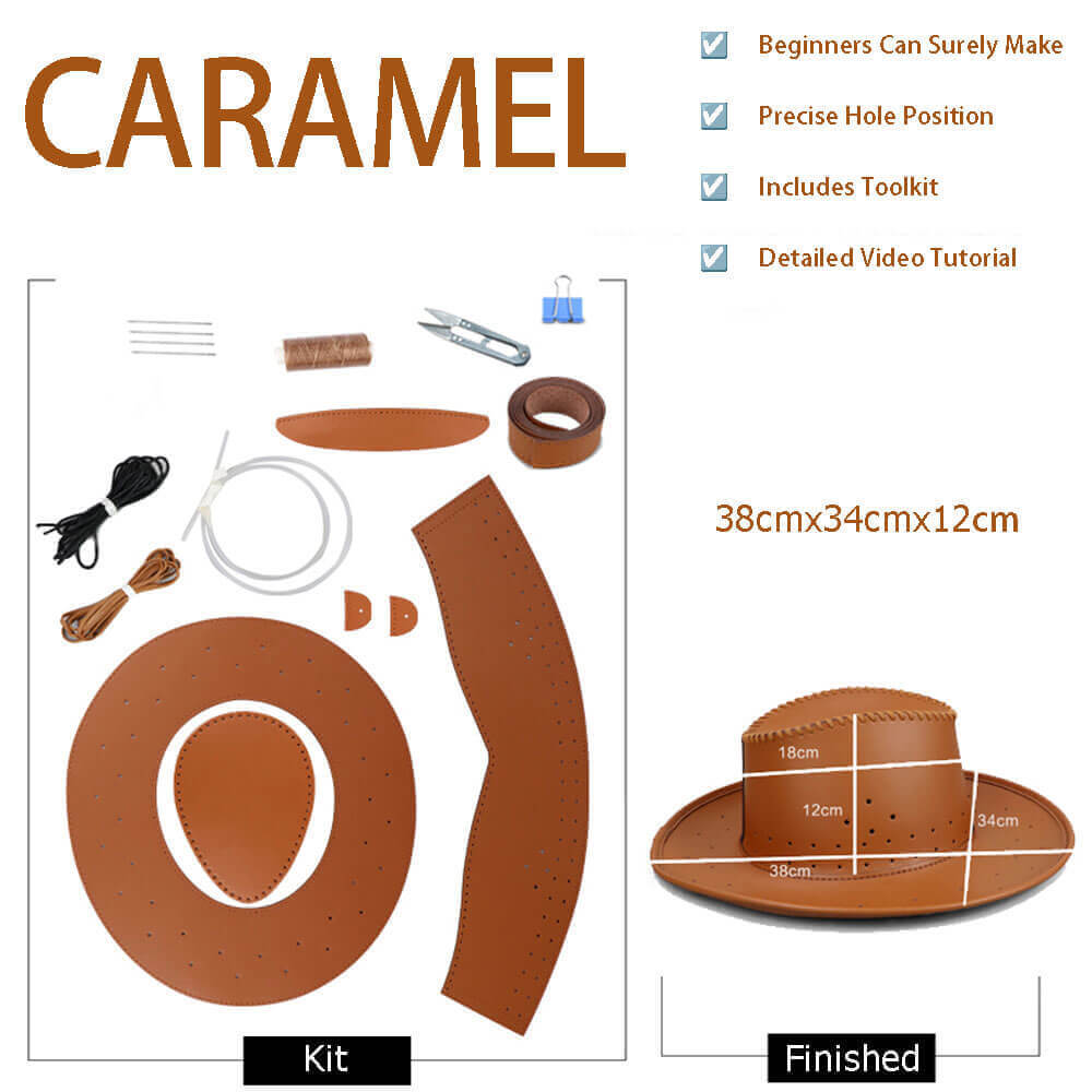 Men’s Leather Cowboy Hat DIY Craft Kit – Babylon Leather - Babylon LeatherBabylon LeatherSY59-Caramel-Color-Matched