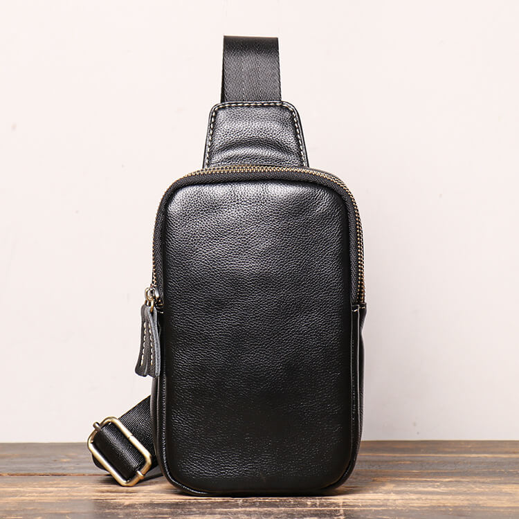 Men’s Leather Sling Crossbody Pack – Babylon Leather - Babylon LeatherBabylon LeatherLJ076 - Black