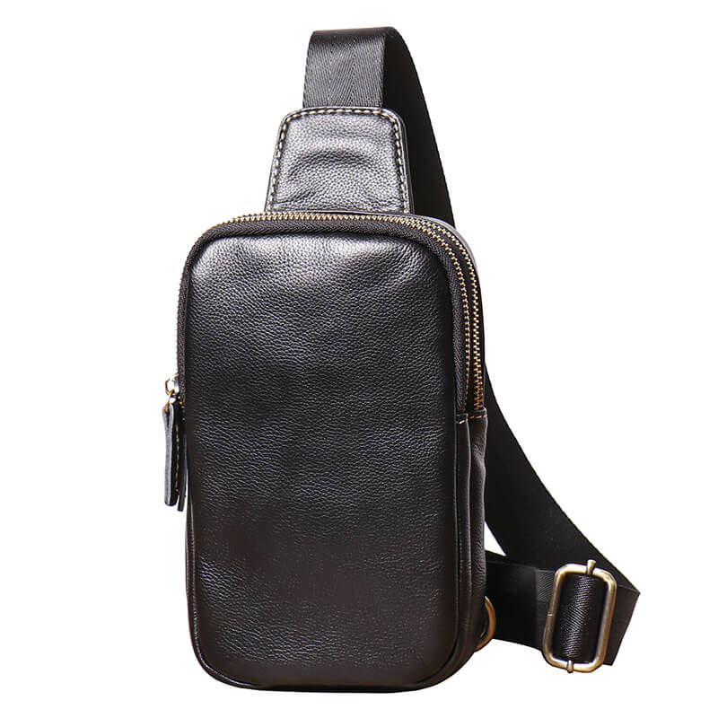 Men’s Leather Sling Crossbody Pack – Babylon Leather - Babylon LeatherBabylon LeatherLJ076 - Black