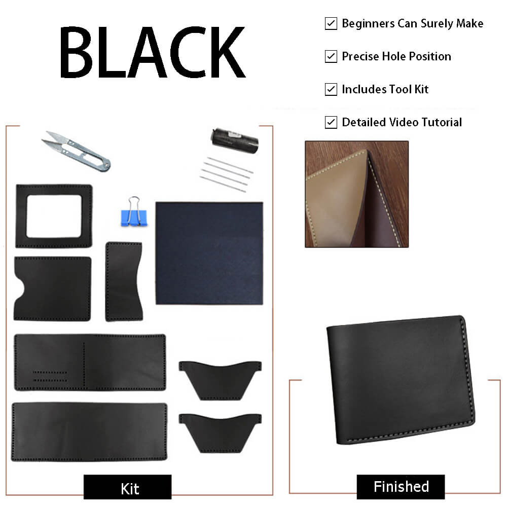 Men’s Leather Wallet DIY Kit – Babylon Leather - Babylon LeatherBabylon LeatherSY132-Black-Color-Matched