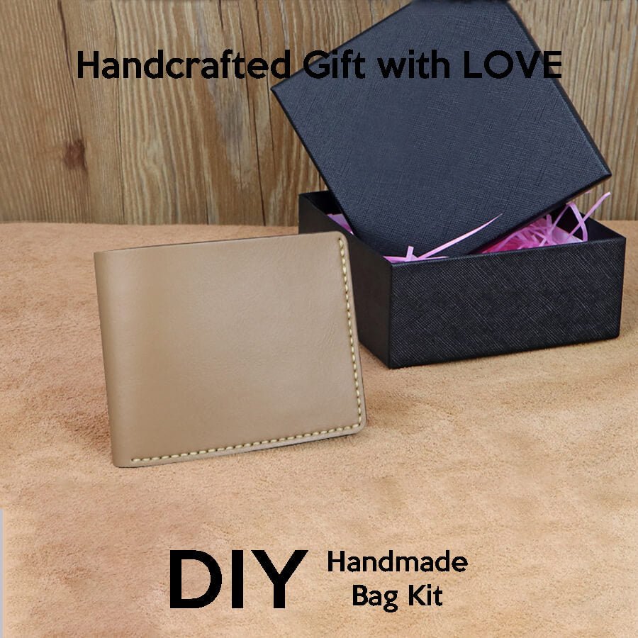 Men’s Leather Wallet DIY Kit – Babylon Leather - Babylon LeatherBabylon LeatherSY132-Khaki-Beige