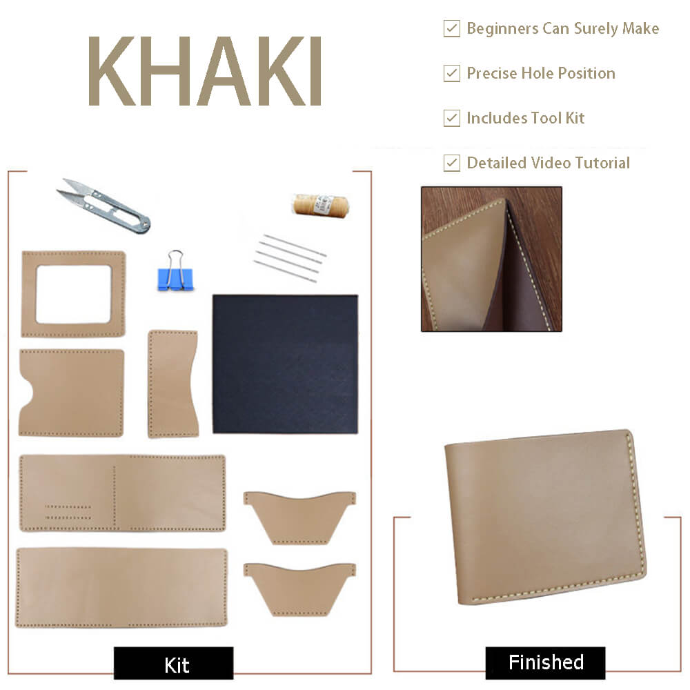 Men’s Leather Wallet DIY Kit – Babylon Leather - Babylon LeatherBabylon LeatherSY132-Khaki-Beige