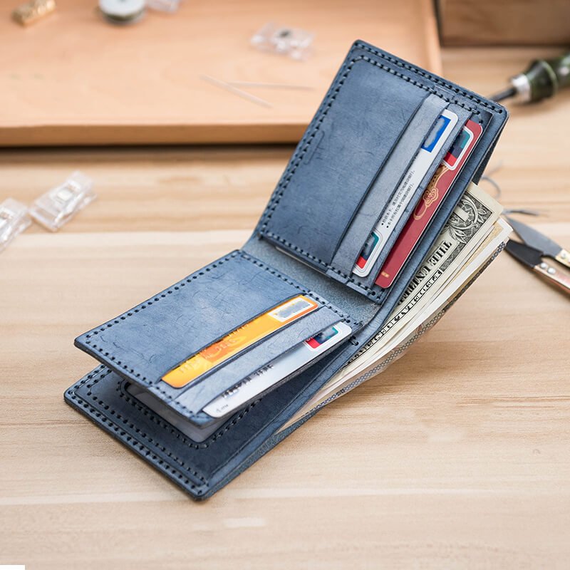 Mens Leather Wallet Leathercraft DIY Kit – Babylon Leather - Babylon LeatherBabylon LeatherLZ06 - Black - Fog Wax Leather