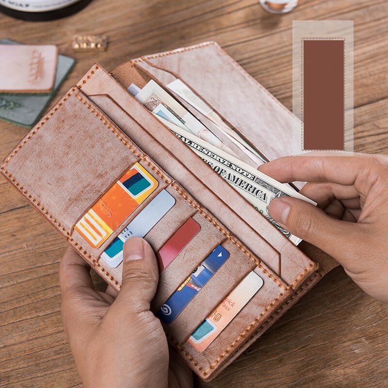 Mens Long Wallet DIY Leather Kit – Babylon Leather - Babylon LeatherBabylon LeatherLZ11 - Red - Fog Wax Leather