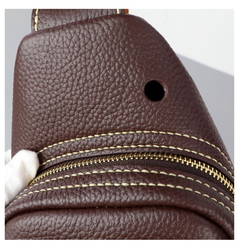 Men’s Lychee Pattern Leather Sling Bag DIY Kit – Babylon Leather - Babylon LeatherBabylon LeatherSY25 - Matching Color - Lychee Pattern Leather - Brown