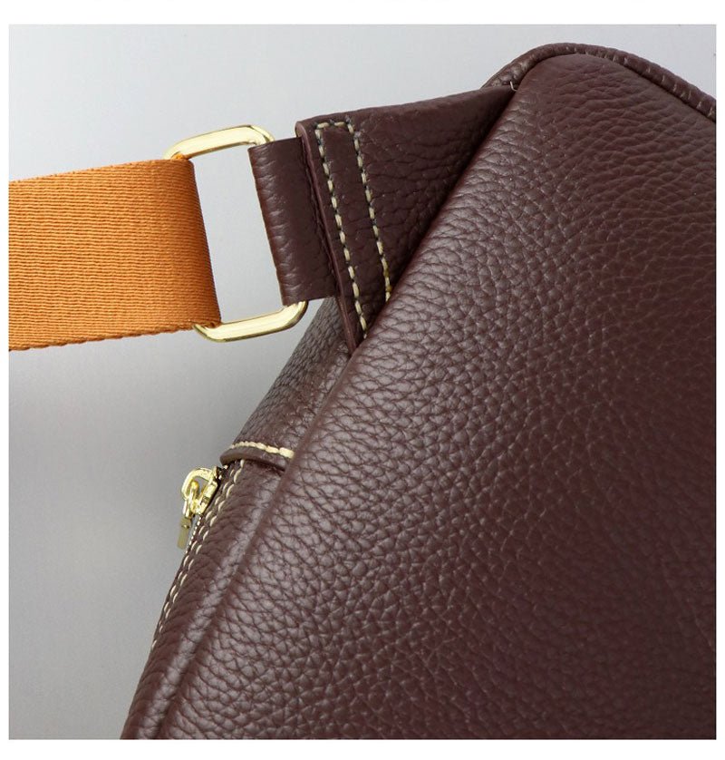 Men’s Lychee Pattern Leather Sling Bag DIY Kit – Babylon Leather - Babylon LeatherBabylon LeatherSY25 - Matching Color - Lychee Pattern Leather - Brown