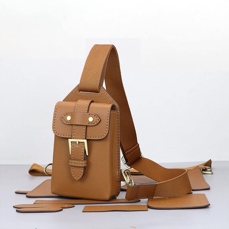 Men’s Phone Sling Bag DIY Kit – Babylon Leather - Babylon LeatherBabylon LeatherSY117-Caramel-Color-Matched