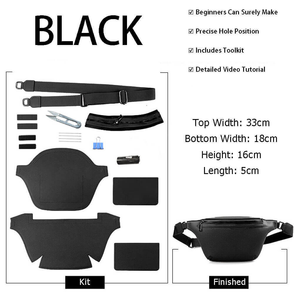 Men’s Sling Bag DIY Leather Kit – Babylon Leather - Babylon LeatherBabylon LeatherSY102-Black-Color-Matched