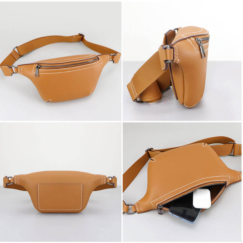 Men’s Sling Bag DIY Leather Kit – Babylon Leather - Babylon LeatherBabylon LeatherSY102 - Caramel - White