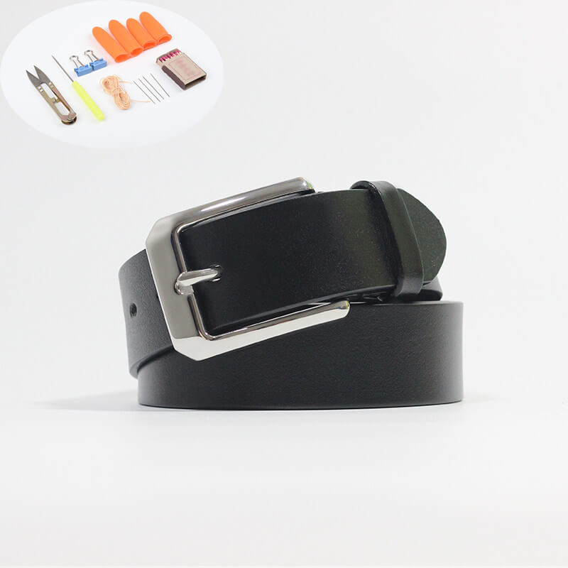 Men's Steel Buckle Belt Top Grain Leather DIY Kit – Babylon Leather - Babylon LeatherBabylon LeatherCY27-Black-41"  105 cm