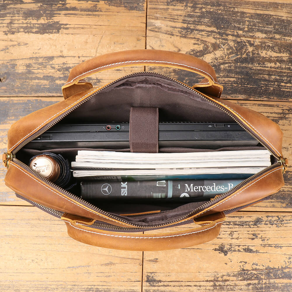 Men’s Top Grain Leather Business Briefcase – Babylon Leather - Babylon LeatherBabylon LeatherLJ038 - Brown