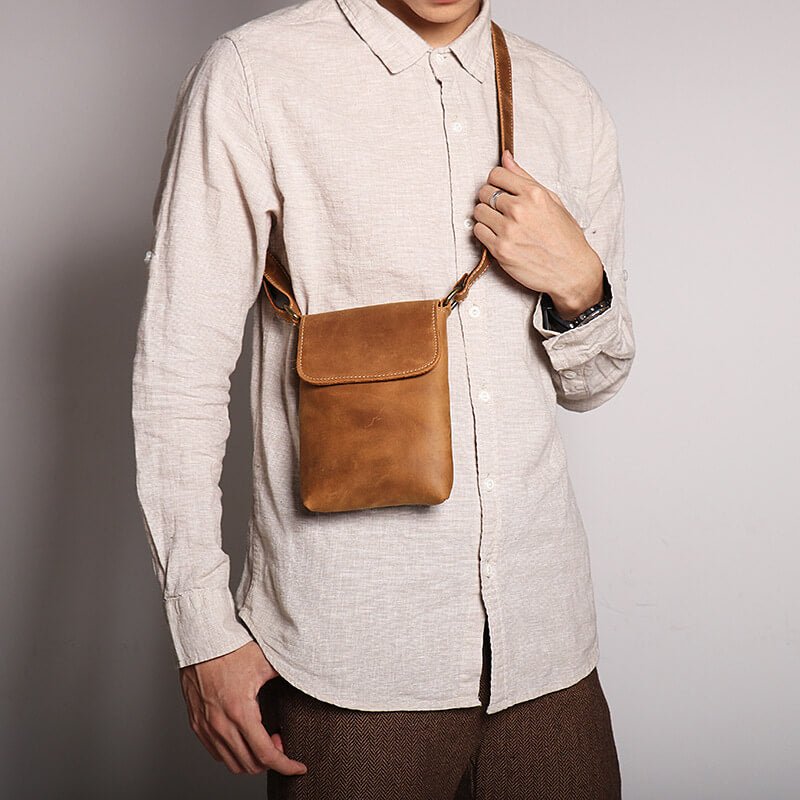Men’s Top Grain Leather Crossbody Shoulder Bag – Babylon Leather - Babylon LeatherBabylon LeatherLJ024 - Brown