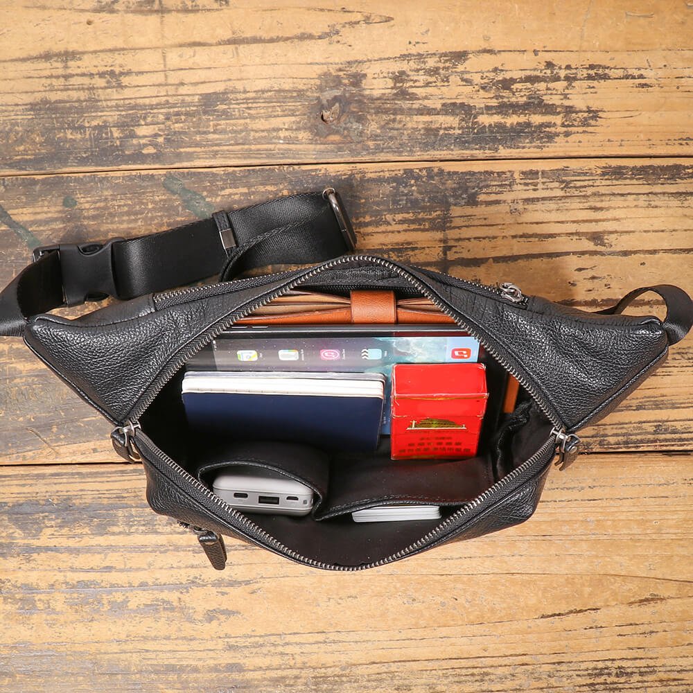Men’s Top Grain Leather Crossbody Sling Bag – Babylon Leather - Babylon LeatherBabylon LeatherLJ094 - Black