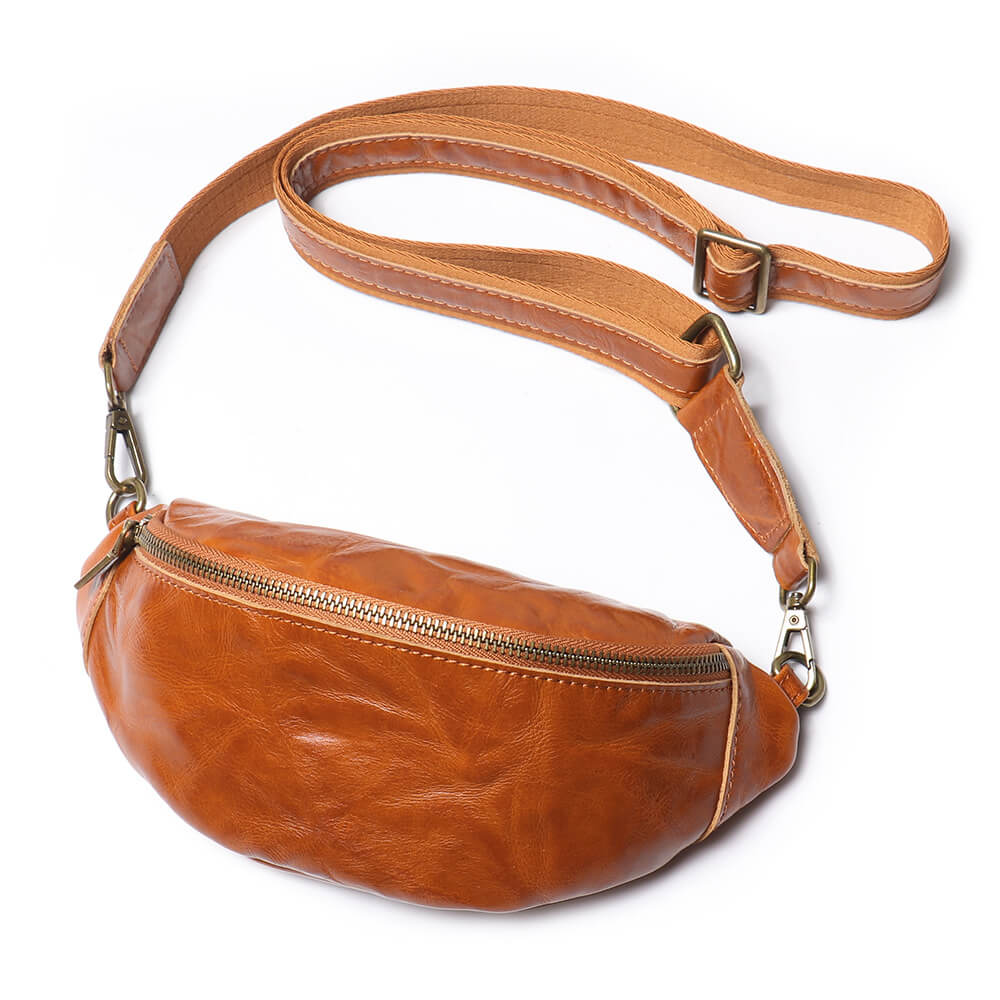 Men’s Top Grain Leather Crossbody Waist Bag – Babylon Leather - Babylon LeatherBabylon LeatherLJ022 - Brown