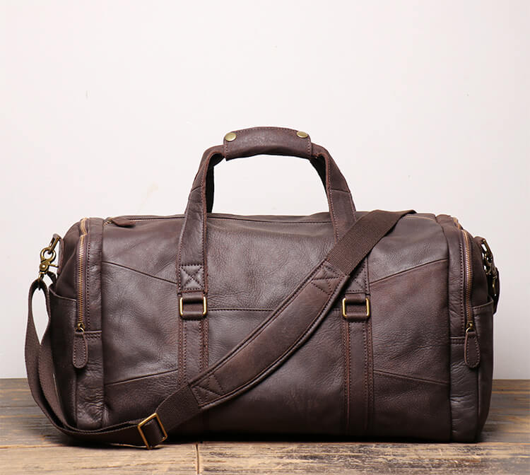 Men’s Top Grain Leather Gym and Travel Bag – Babylon Leather - Babylon LeatherBabylon LeatherLJ031 - Dark Brown