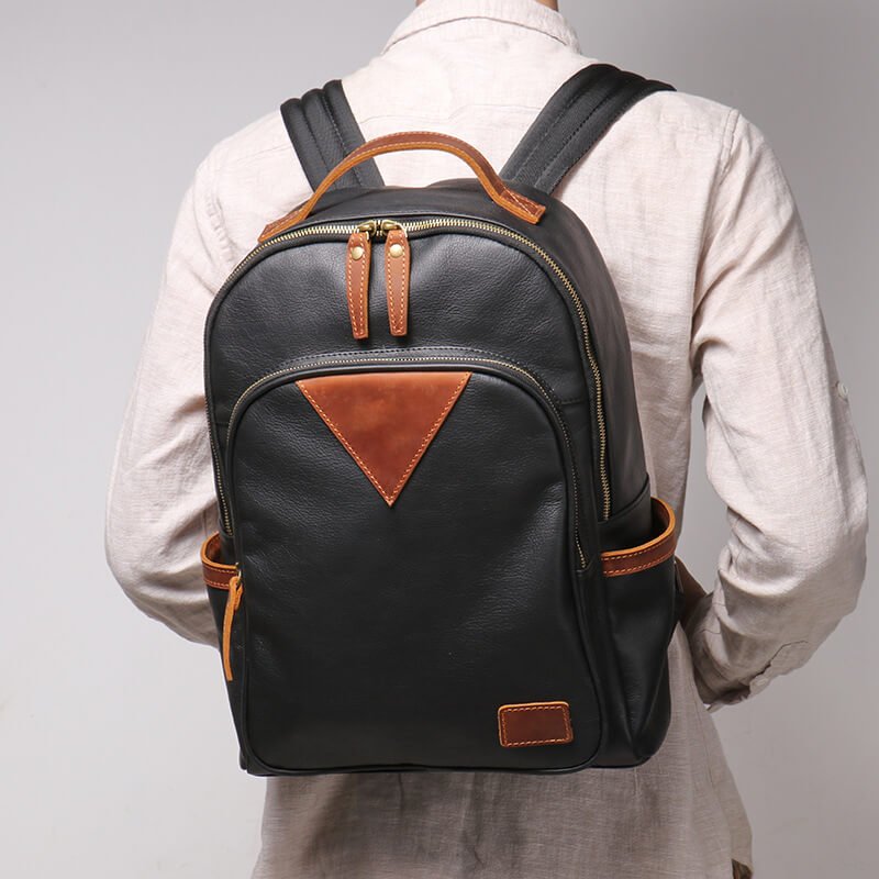 Men’s Top Grain Leather Laptop Backpack – Babylon Leather - Babylon LeatherBabylon LeatherLJ042 - Black